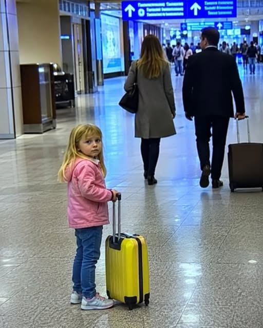 A father embracing his eight-year-old daughter after finding her alone at the airport