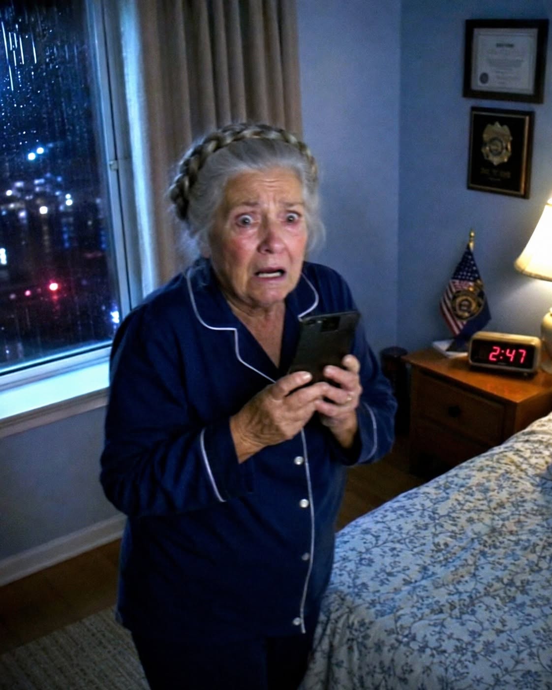 A determined grandmother arrives at a police station to protect her injured teenage grandson and uncover the truth.