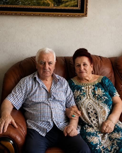 An elderly couple sitting together at a table with an old metal box containing decades of hidden savings and family documents.